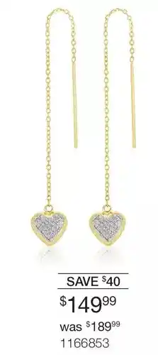 Charm Diamond 10k yellow gold glitter heart dangle earrings offer