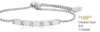 Charm Diamond Sterling silver created opal & created white sapphire bracelet offer