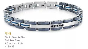 Charm Diamond Stainless steel 7.5+1" cubic zirconia blue bracelet offer