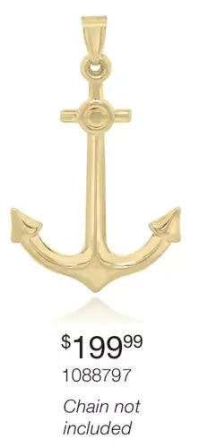 Charm Diamond 10k yellow gold anchor pendant offer