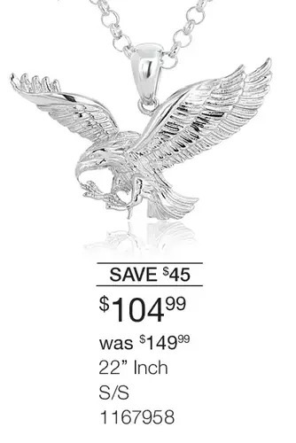 Charm Diamond Sterling silver 22" eagle pendant offer
