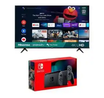 Aaron's 75" hisense smart tv w/ nintendo switch offer