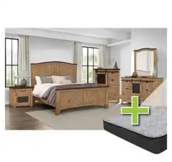 Aaron's 6 - piece wind creek queen bedroom set w/ woodhaven 8" tight top mattress, foundation & protectors offer