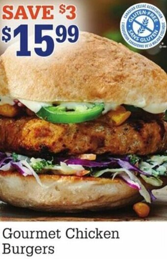 M&M Meat Shops Gourmet Chicken Burgers offer