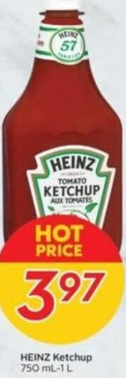 Sobeys Heinz Ketchup 750ml-1L offer