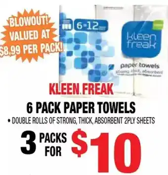 Len's Mill Stores Kleen freak 6 pack paper towels offer