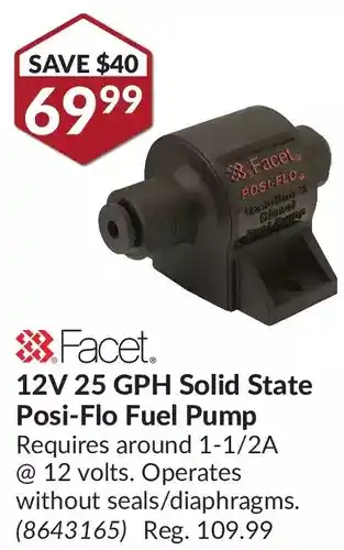 Princess Auto Facet 12v 25 gph solid state offer
