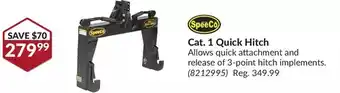 Princess Auto Speeco cat. 1 quick hitch offer