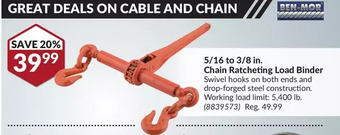 Princess Auto Ben-mor 5/16 to 3/8 in. chain ratcheting load binder offer