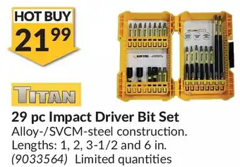 Princess Auto Titan 29 pc impact driver bit set offer