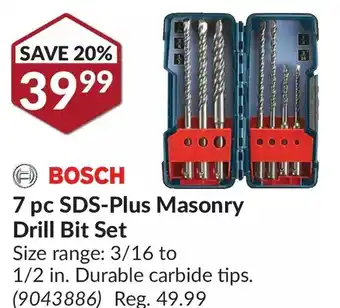 Princess Auto Bosch 7 pc sds-plus masonry drill bit set offer