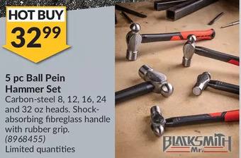 Princess Auto Mr. blacksmith 5 pc ball pein hammer set offer