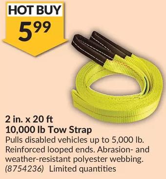 Princess Auto 2 in. x 20 ft 10,000 lb tow strap offer