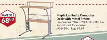 Princess Auto Maple laminate computer desk with metal frame offer
