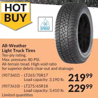 Princess Auto Weather light truck tires offer