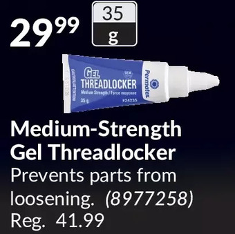 Princess Auto Permatex medium-strength gel threadlocker offer