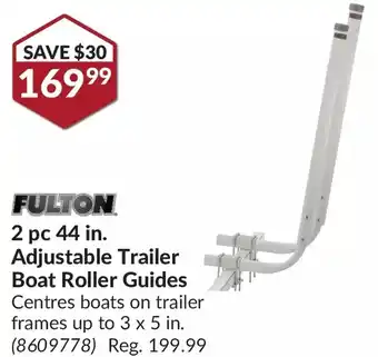Princess Auto Fulton 2 pc 44 in. adjustable trailer boat roller guides offer