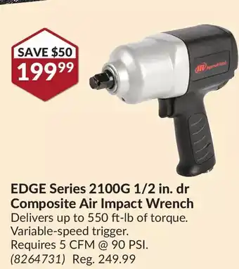 Princess Auto Ir edge series 2100g 1/2 in. dr composite air impact wrench offer