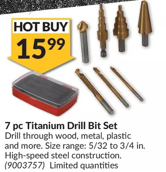 Princess Auto Mr. blacksmith 7 pc titanium drill bit set offer