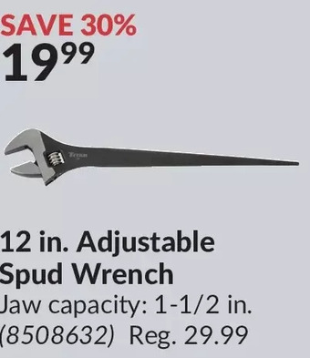 Princess Auto Titan 12 in. adjustable spud wrench offer