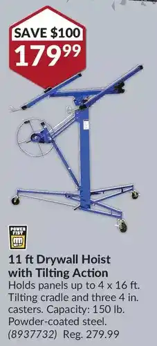 Princess Auto Power fist 11 ft drywall hoist with tilting action offer