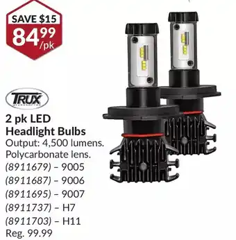 Princess Auto Trux 2 pk led headlight bulbs 9005 | 9006 | 9007 | h7 | h11 offer