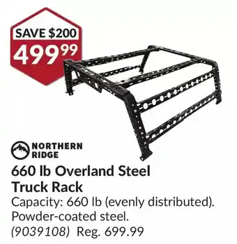 Princess Auto Northern ridge 660 lb overland steel truck rack offer