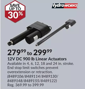 Princess Auto Hydroworks 12v dc 900 lb linear actuators offer