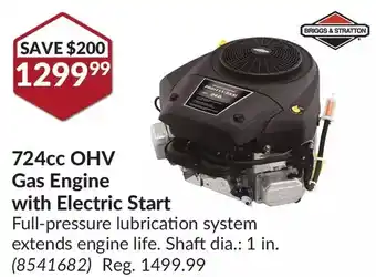 Princess Auto Briggs & stratton 724cc ohv gas engine with electric start offer