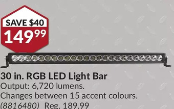 Princess Auto 30 in. rgb led light bar offer