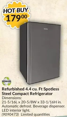 Princess Auto Refurbished 4.4 cu. ft. spotless steel compact refrigerator offer