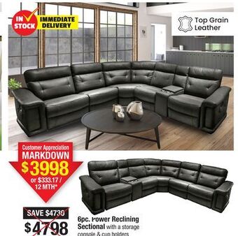 Bad Boy Superstore 6pc. power reclining sectional offer