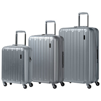Best Buy Champs runway 3-piece hard side expandable luggage set - silver offer