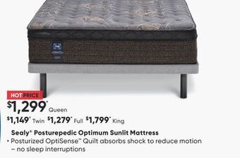 Sleep Country Sealy posturepedic optimum sunlit mattress offer