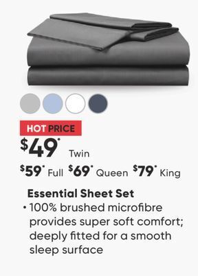 Sleep Country Essential sheet set offer