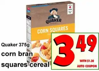Co-op Atlantic Quaker 375g Corn Bran Squares Cereal offer