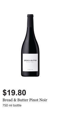 LCBO Bread & butter pinot noir offer