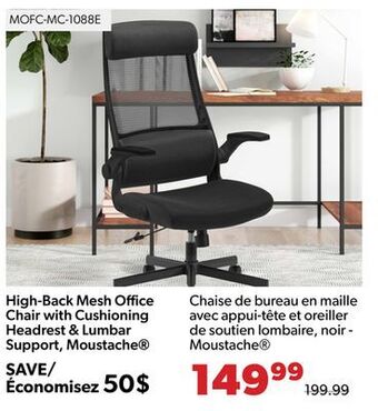 Shopper+ High-back mesh office chair with cushioning headrest & lumbar support, moustache offer