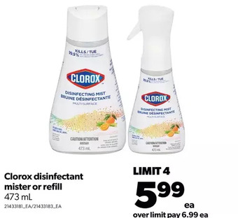 Real Canadian Superstore Clorox disinfectant mister or refill offer