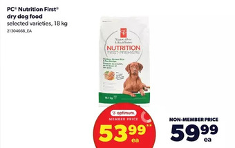 Real Canadian Superstore Pc nutrition first dry dog food offer