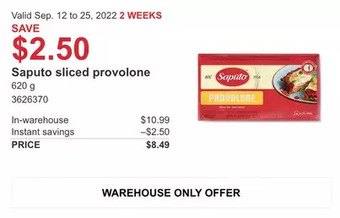 Costco Saputo sliced provolone offer
