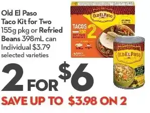 Longo's Old el paso taco kit for two or refried beans offer