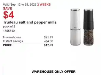 Costco Trudeau salt and pepper mills offer