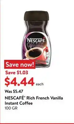Walmart Nescafé® rich french vanilla instant coffee 100 g offer