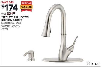 Lowe's Pfister "tegley" pull-down kitchen faucet offer