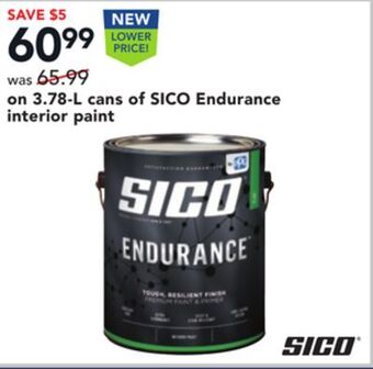 Lowe's 3.78-l cans of sico endurance interior paint offer