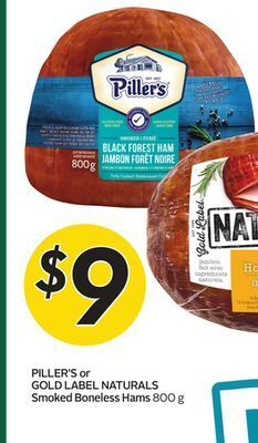 Sobeys Piller's or gold label naturals smoked boneless hams offer