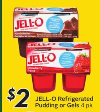 Sobeys Jell-o refrigerated pudding or gels offer