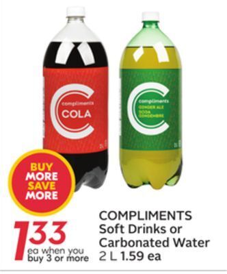 Sobeys Compliments soft drinks or carbonated water offer