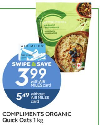 Sobeys Compliments organic quick oats offer